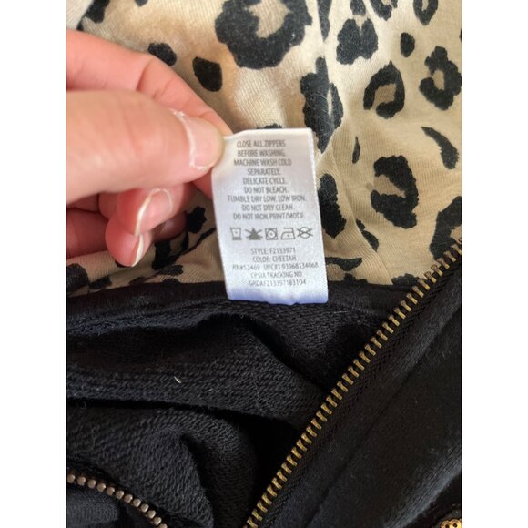 Member's Mark Girls Size 6 Black Animal Print Hooded Full Zip Jacket Sequin Cat - Picture 5 of 5
